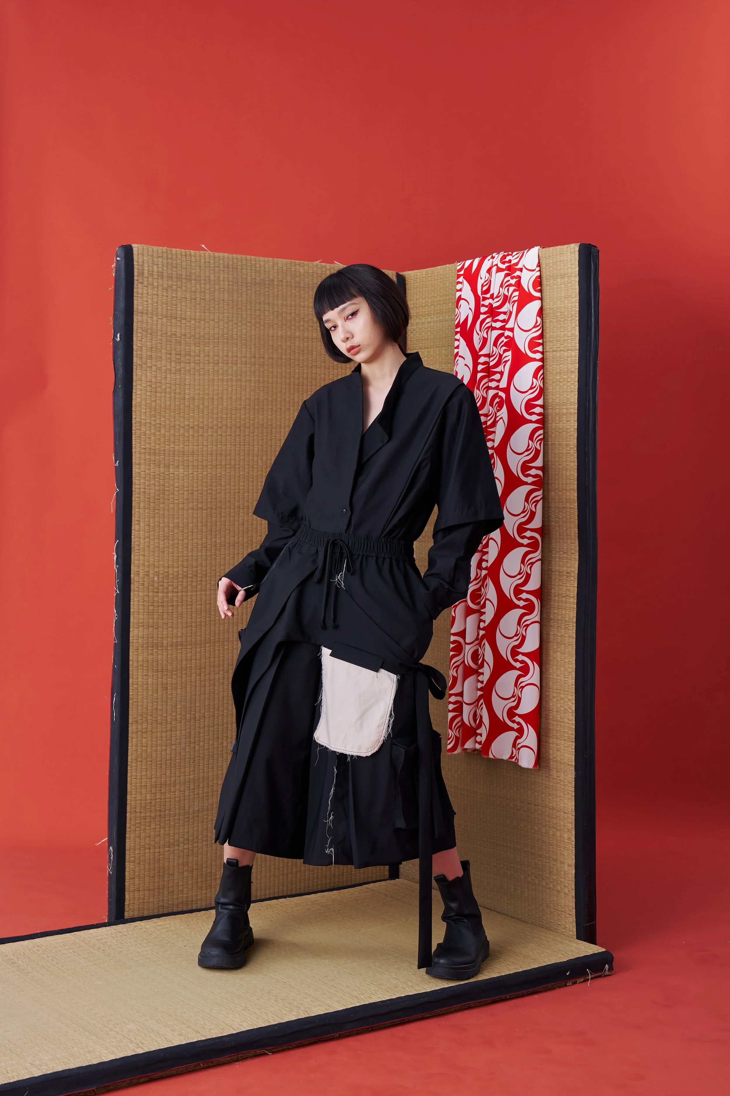INF Multilayered deconstructed Japanese-style wide shorts — INF